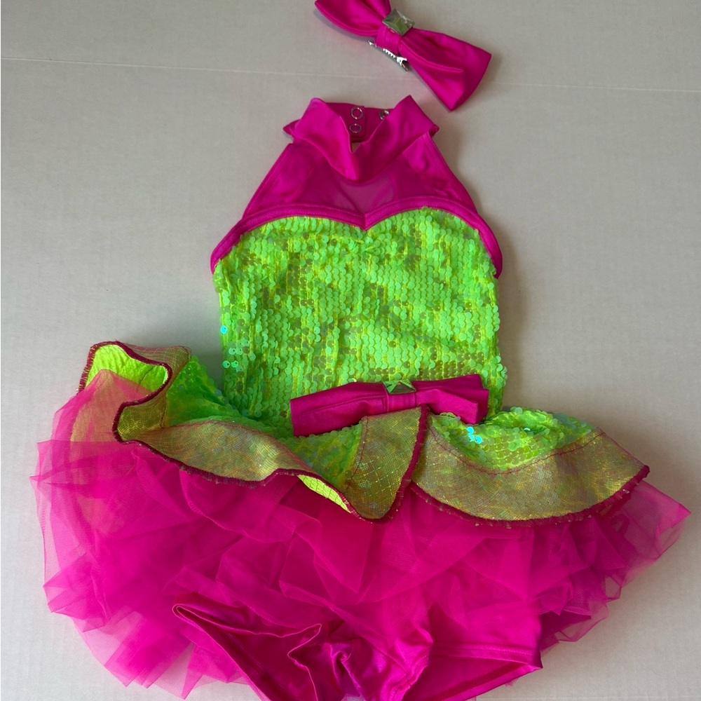 Weissman Sparkling Pink and Green Dance Costume